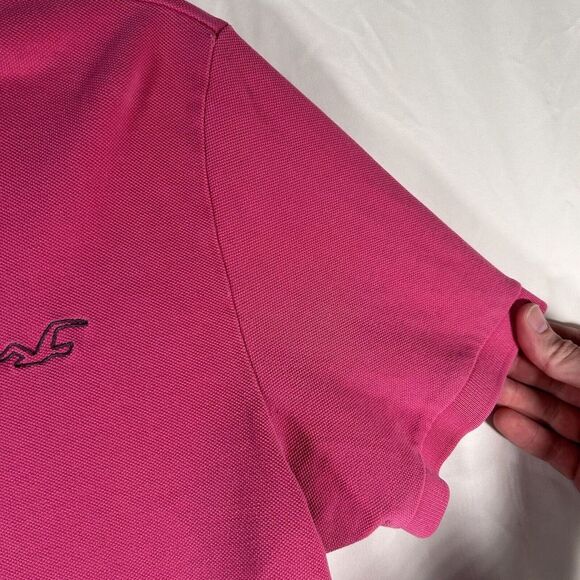 Hollister Polo Shirt Men's Medium Pink Short Sleeve 1/4 Button 100% Cotton - Picture 7 of 10